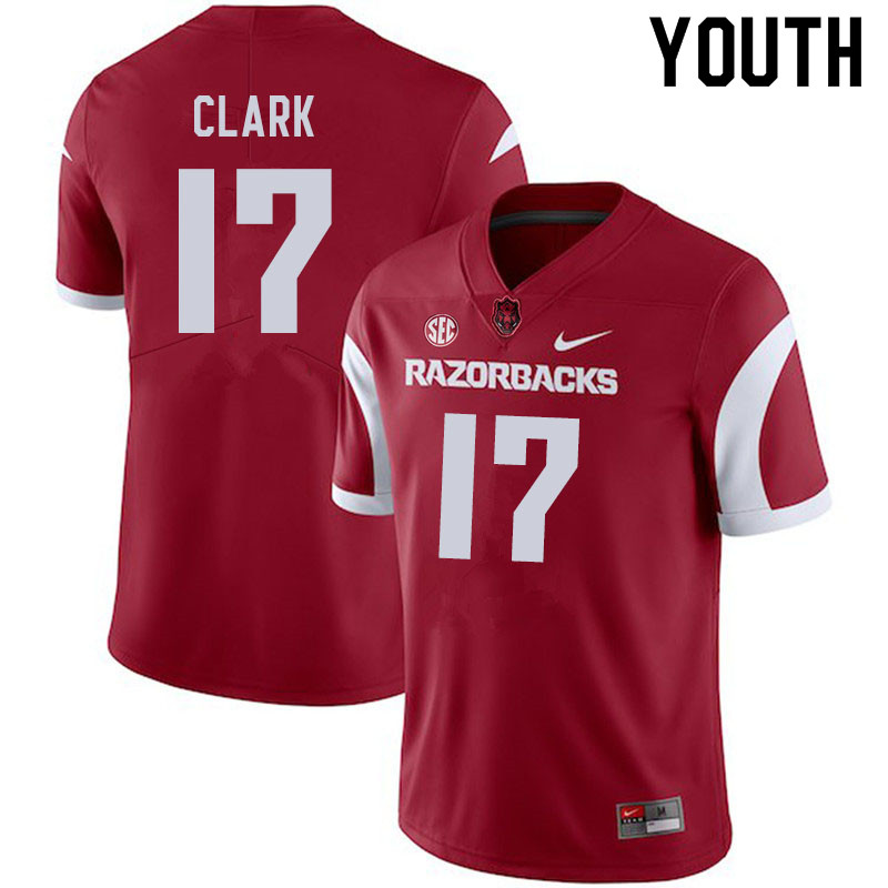 Youth #17 Hudson Clark Arkansas Razorbacks College Football Jerseys Sale-Cardinal - Click Image to Close